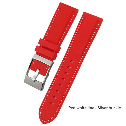 Bracelet de Montre en Caoutchouc de Silicone Souple, Coloré, pour Breitling SEIKO Longines Tudor mol, 20mm 21mm 22mm 23mm 24mm