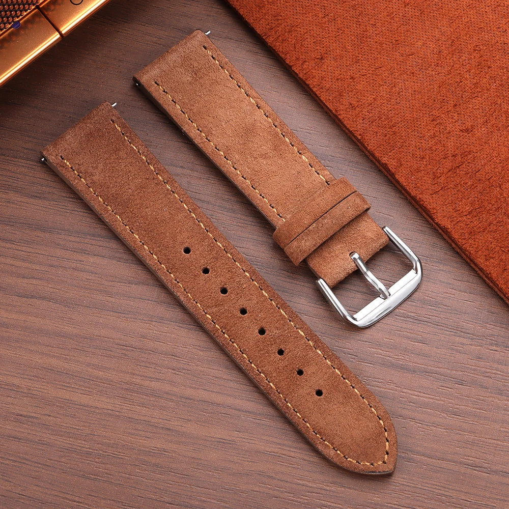 Vintage Suede and Cowhide Watch Strap, 18mm 19mm 20mm 22mm, Quick Release Watch Band for Men and Women, Universal Strap