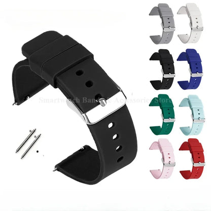 10mm 12mm 14mm 15mm 16mm 18mm 20mm 21mm 22mm 24mm Silicone Watch Band Quick Release Watch Strap for Men Women Universal Wristband