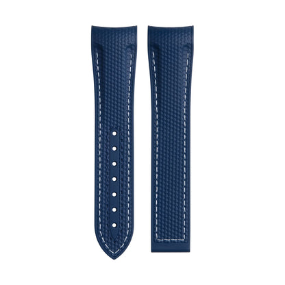 OZE - Cinturino in gomma da 21 mm per Omega - Motivo in tessuto - Curvo 