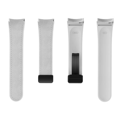 Bracelet en cuir véritable + silicone pour Samsung Galaxy Watch 6 5 7 44mm 40mm 20, Galaxy Watch 6 4 Classic 47mm 46mm 43mm 42mm
