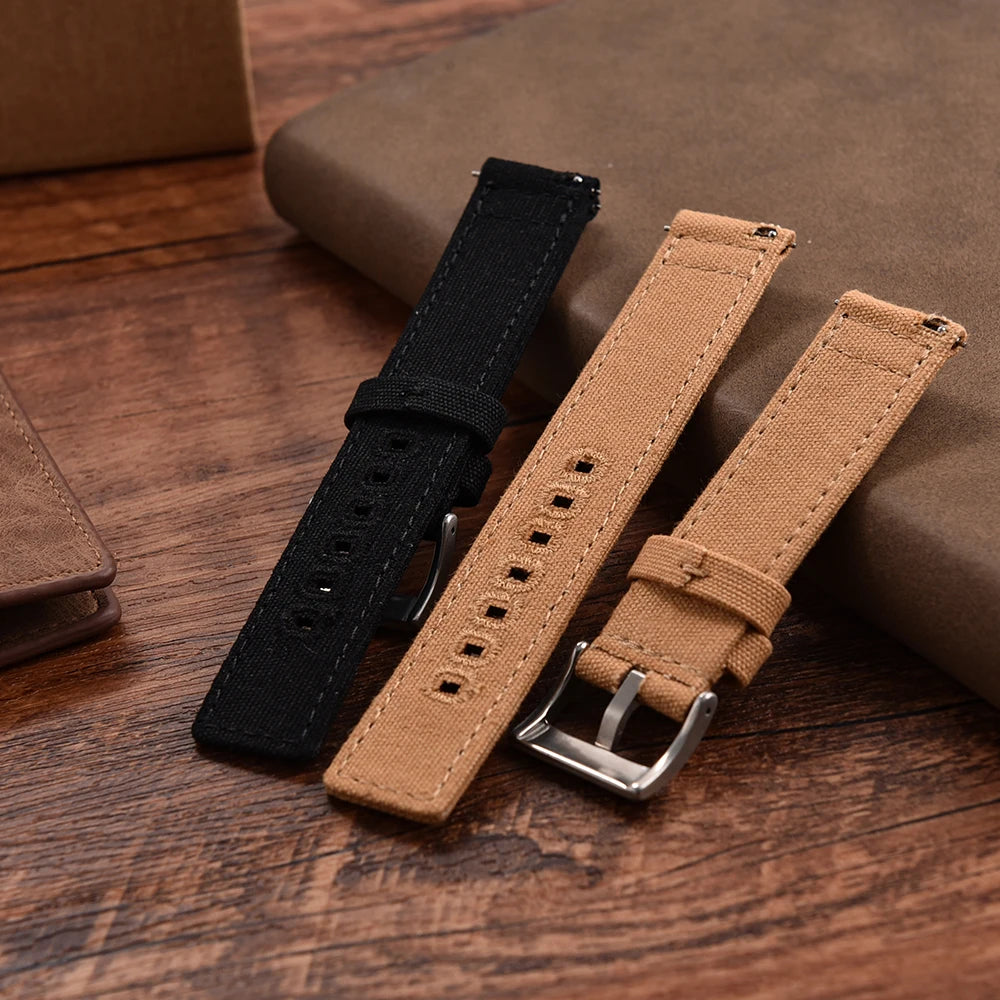 Universal Nylon Watch Strap, 20mm 22mm Quick Release Durable Retro Canvas Sport Belt for Omega Seiko Cartier