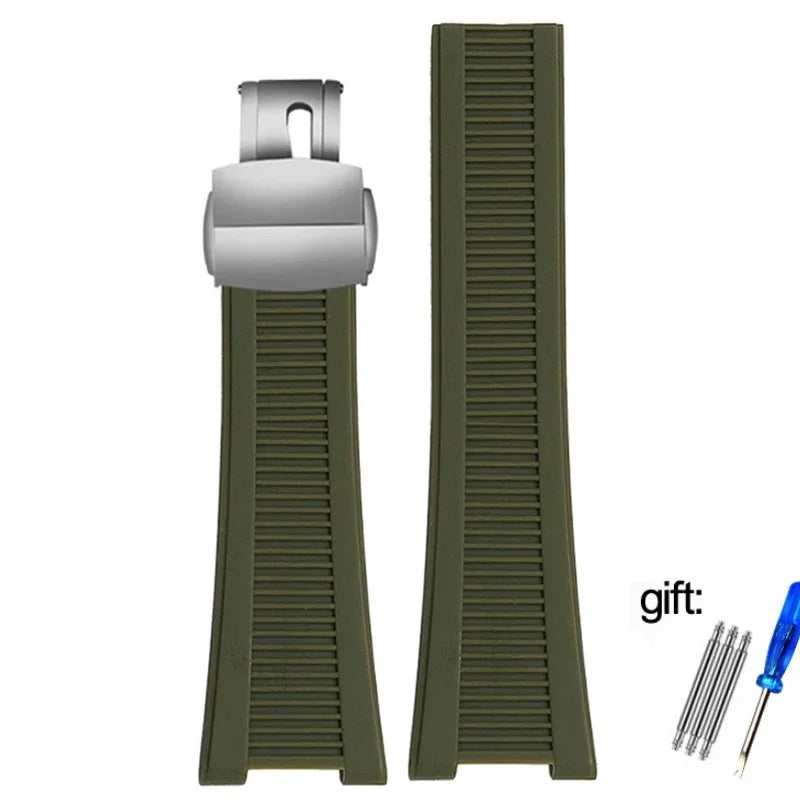 High Quality Watch Strap for Patek Philippe Nautilus Series 5711/5712/5980, Waterproof Silicone Watchband, 25-13mm Butterfly Buckle