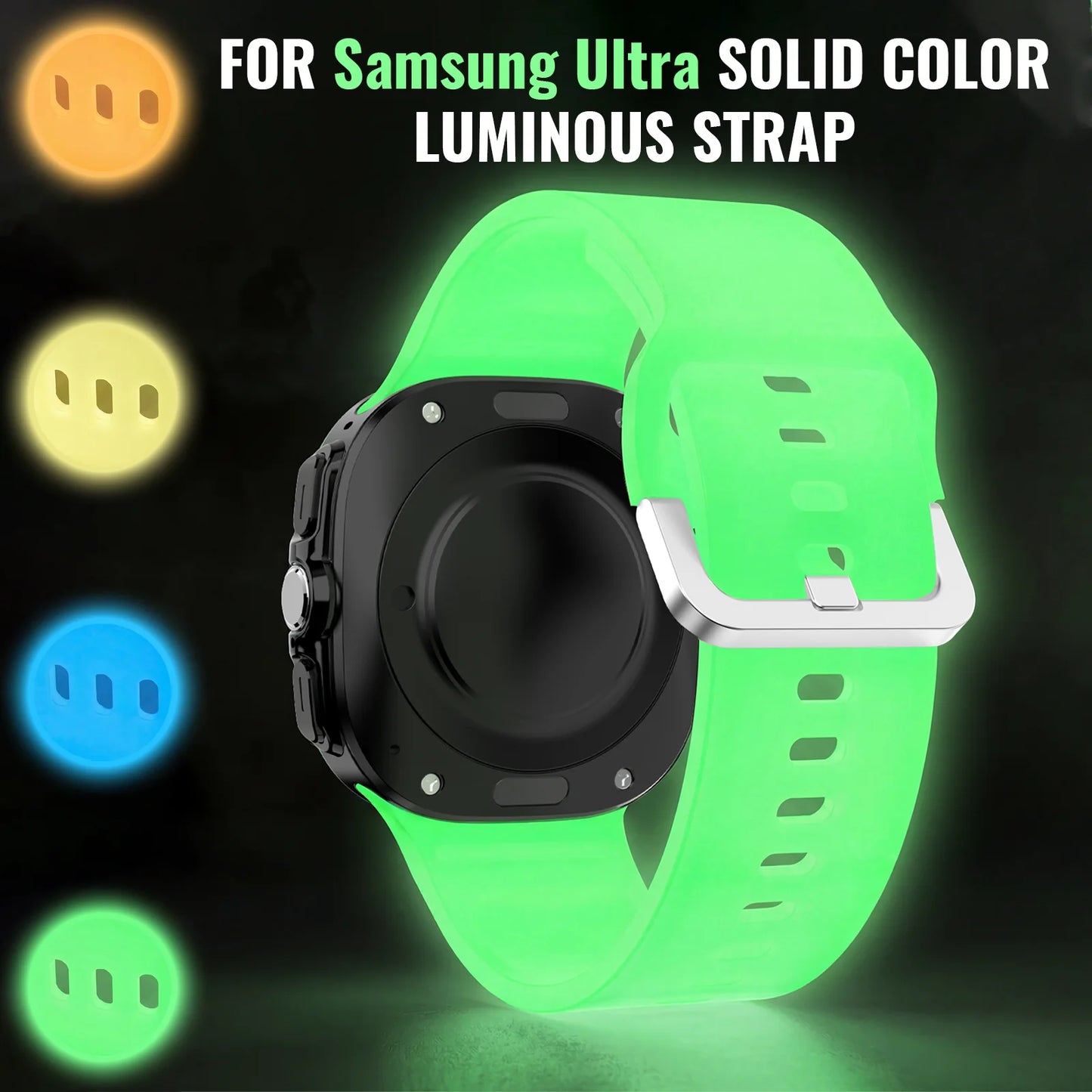 Solid Color Luminous Silicone Watch Strap, Compatible with Samsung Galaxy Watch Ultra 47mm, Unisex Replacement Band