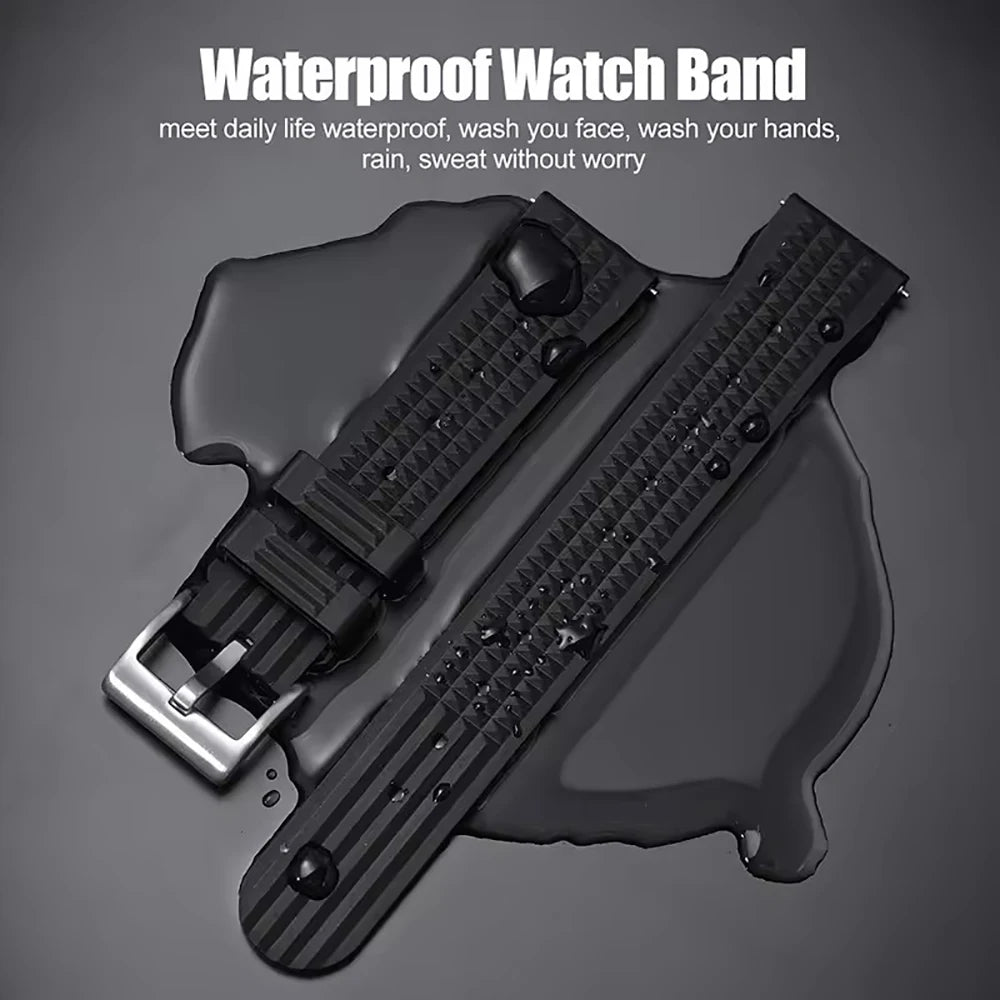STAPELP Premium Embossed Silicone Watch Strap Quick Release Embossed Rubber Watch Band 20mm 22mm for Traditional Dive Watch