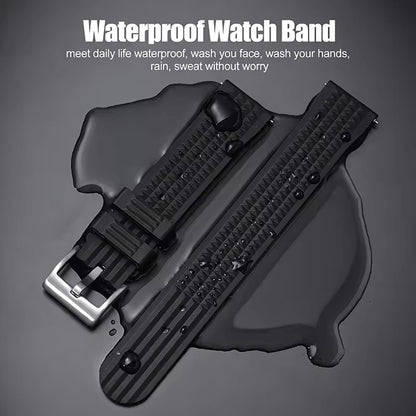 STAPELP Premium Embossed Silicone Watch Strap Quick Release Embossed Rubber Watch Band 20mm 22mm for Traditional Dive Watch