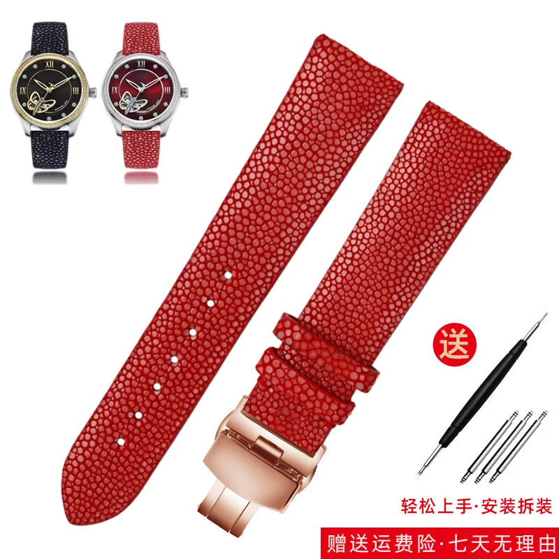 Bracelet de montre en peau de poisson perle pour Huawei TISSOT Omega Mido Tudor bracelet de montre en cuir Manta Ray pour hommes et femmes 20mm 22mm