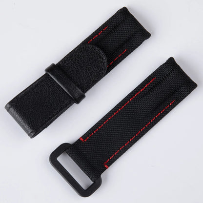 Bracelet de montre en nylon et cuir noir et blanc, 20 mm, extrémités courbées, deux barres à ressort, réglable, pour Rolex DAYTONA SUBMARINER diw Wat