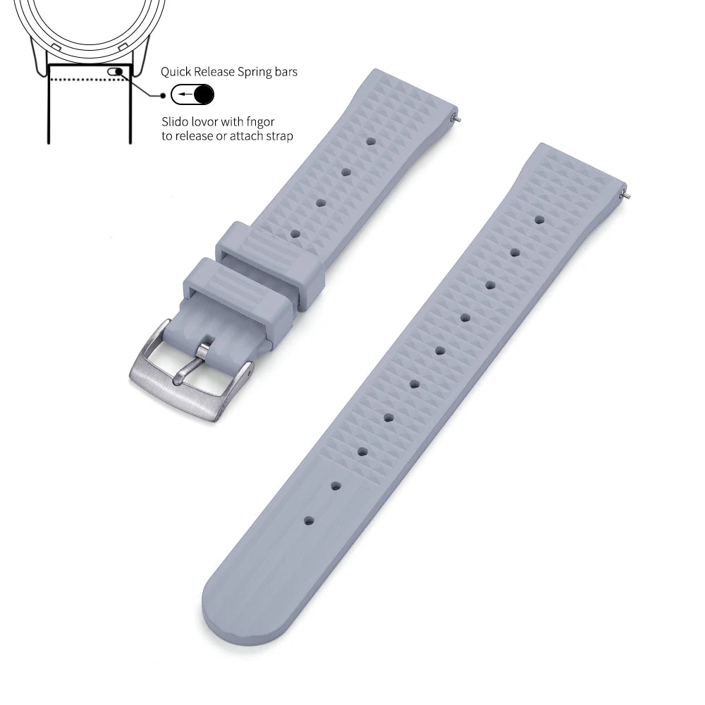 JUELONG – bracelets de montre en caoutchouc gaufré FKM, à dégagement rapide, étanche, Durable, en caoutchouc fluoré, 20mm 22mm, pour montre de plongée traditionnelle
