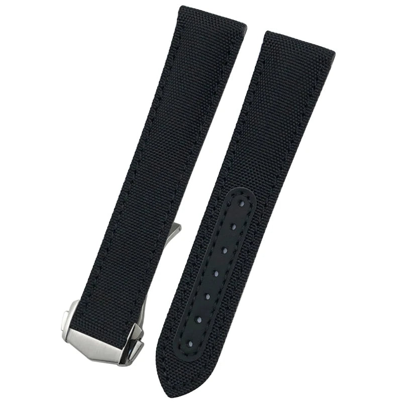 Optical-Nylon leather watch strap, for Omega Seamaster AT150 Speedmaster De Ville, high quality folding clasp, 19mm, 20mm