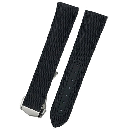 Optical-Nylon leather watch strap, for Omega Seamaster AT150 Speedmaster De Ville, high quality folding clasp, 19mm, 20mm