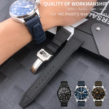 Cinturino per orologio in pelle di vitello e nylon di alta qualità, 20 mm 21 mm 22 mm, per IWC Pilot SPITFIRE MARK18 Portofino TOP GUN IW3777