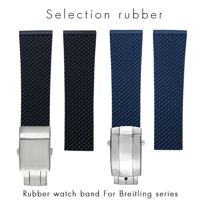 Bracelet de montre tressé en caoutchouc de Silicone, 19mm 20mm 21mm 22mm 23mm 24mm, pour Breitling Avenger Superocean Heritage Longines