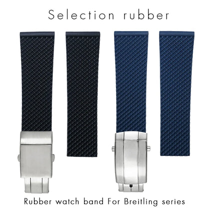 Bracelet de montre tressé en caoutchouc de Silicone, 19mm 20mm 21mm 22mm 23mm 24mm, pour Breitling Avenger Superocean Heritage Longines