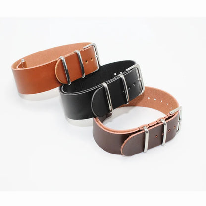 Bracelet de montre NATO ZULU en cuir vintage, bracelet monobloc noir et marron de style militaire, bracelet universel 18 mm 20 mm 22 mm 24 mm