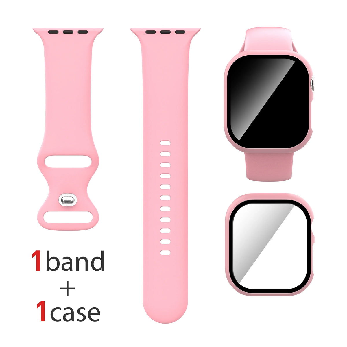Lot de 2, pour Apple Watch : Étui + Bracelet + Protection d'écran compatible S1-S11/SE 38/40/41/Series 10-11 42mm/42/44/45/46/49mm