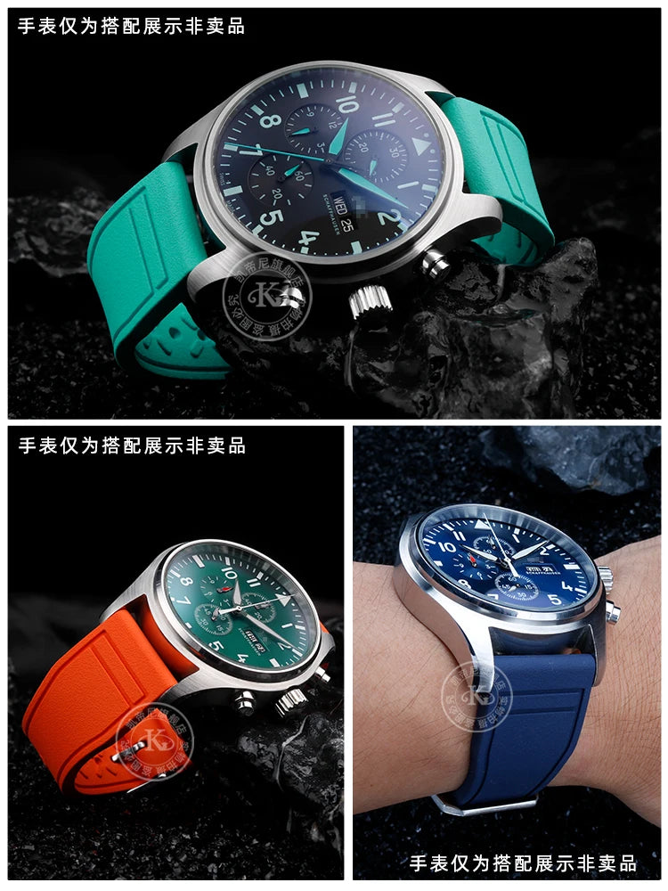 Cinturino per orologio in silicone morbido 20 mm 21 mm 22 mm per IWC Pilot | Cinturino sportivo a sgancio rapido | Sostituzione unisex impermeabile del cinturino in gomma