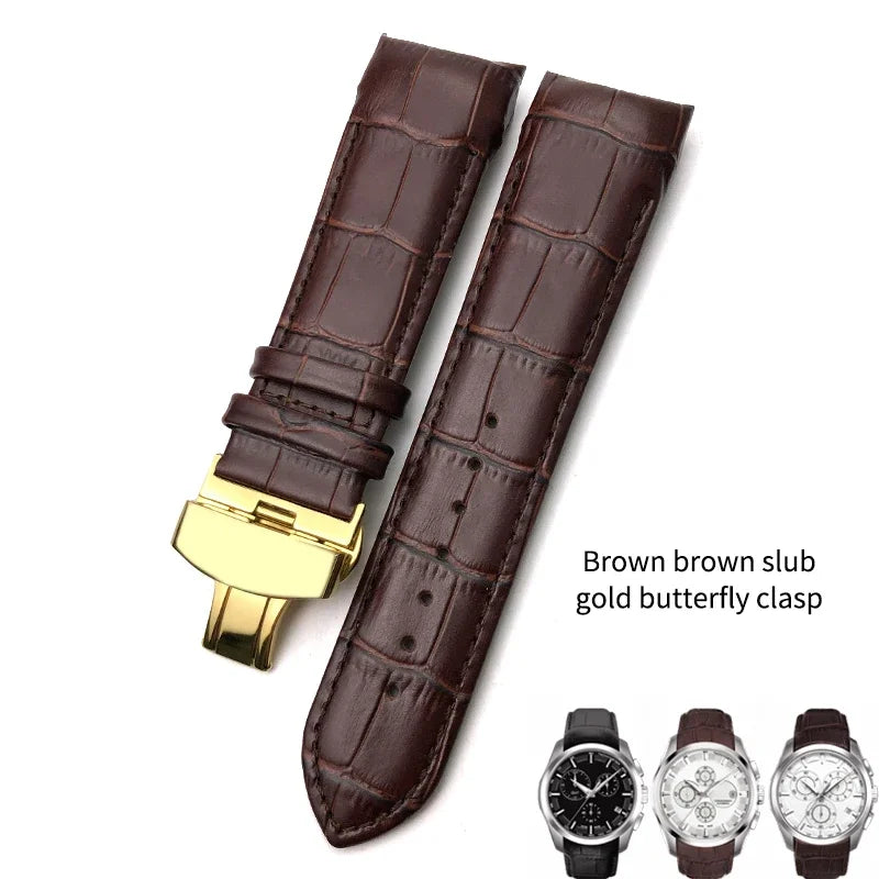 Cinturino per orologio in vera pelle 22mm 23mm 24mm adatto per Tissot T 035617 T035 cinturino in pelle di vacchetta nera fibbia deployante uomo
