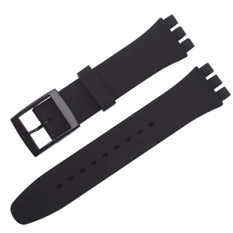 Bracelet en caoutchouc étanche pour Swatch, boucle ardillon en métal, Bracelet de montre en Silicone 16/17/19/20mm, ceinture de remplacement pour hommes et femmes
