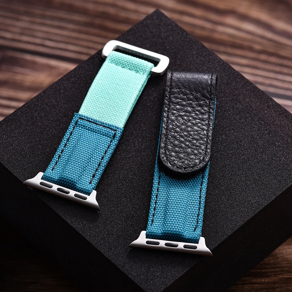 Cinturino Solo Loop in nylon intrecciato per Apple Watch 45mm Ultra 2 49mm 38mm 44mm 40 41mm 42mm, cinturino in pelle per serie 10 9 8 7 5 SE