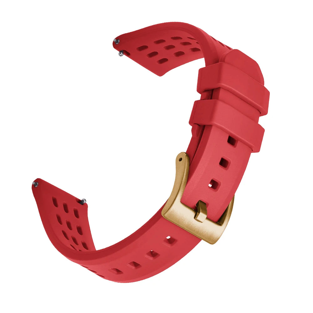 High Quality Quick Release FKM Fluoro Rubber Watch Strap 20mm 22mm New Design Porous Structure Ventilate FPM Rubber Watch Straps