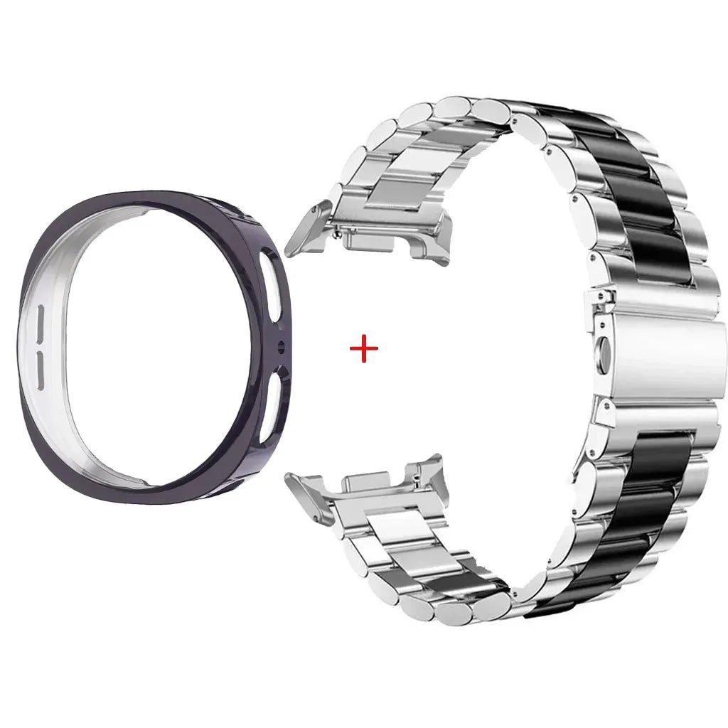 Stainless Steel Watch Band + Case for Samsung Galaxy Watch 8 40mm 44mm, Full Cover Metal Strap