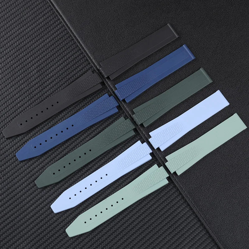 Soft Convex FKM Fluoro Rubber Watch Strap for Longines HydroConquest GMT V.H.P. 21mm 22mm Strap for 41/42mm Dial