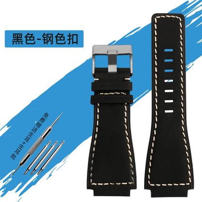 34*24mm Convex Pour Bell & Ross B & R BR-01 BR-03 High Quality Genuine Leather Strap Men's Watch Bands for BR01 BR03 Strap