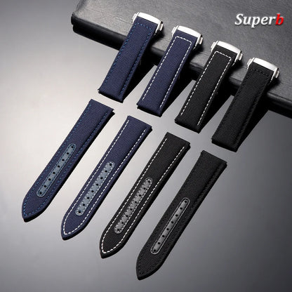 Bracelet de montre en Nylon 20mm 22mm pour Omega Seamaster 300, bracelet de montre pour Speedmaster AT150, boucle pliante en toile, Bracelets de Sport pour hommes