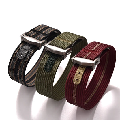 Omega ribbed nylon watch strap with deployant clasp 18mm 20mm 22mm, FKM rubber sport strap for Swatch MoonSwatch