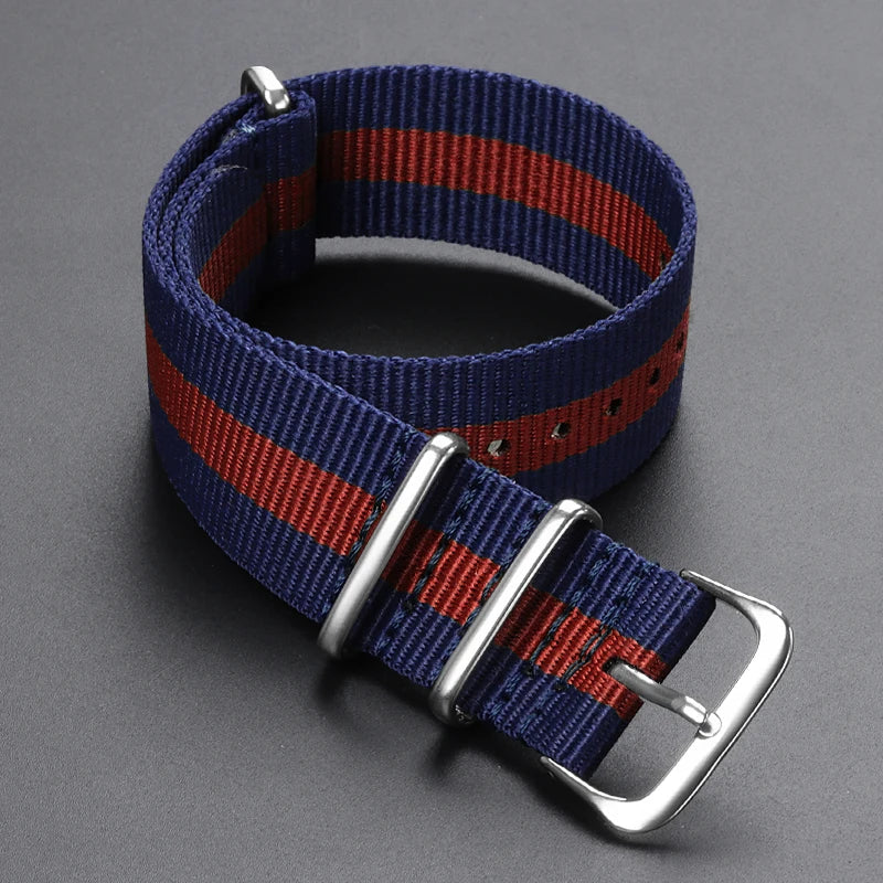 Cinturino per orologio in nylon intrecciato passante singolo da 14 mm, 16 mm, 18 mm, 20 mm, 22 mm, in tela, per uomo e donna, stile militare e sportivo