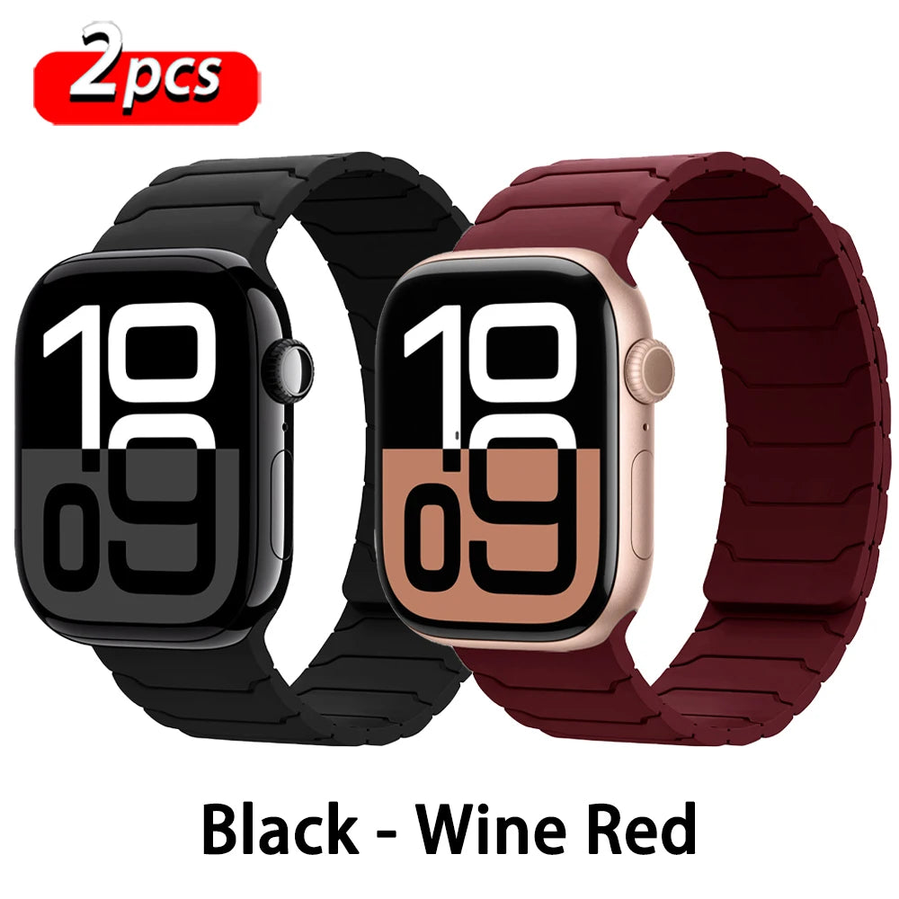 Magnetisches Armband für Apple Watch, 46 mm 44 mm 45 mm 40 mm 42 mm 41 mm, aus Silikon, Correa, Armband für IWatch Serie 11 10 SE 9 8 7 6 5 4 3