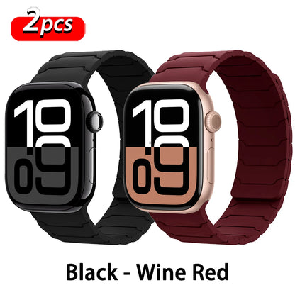 Magnetisches Armband für Apple Watch, 46 mm 44 mm 45 mm 40 mm 42 mm 41 mm, aus Silikon, Correa, Armband für IWatch Serie 11 10 SE 9 8 7 6 5 4 3