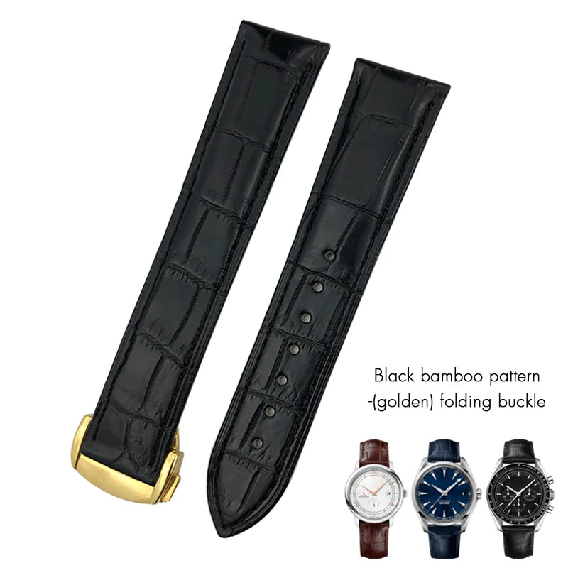 Bracelet de montre en cuir de crocodile véritable, 18mm, 19mm, 20mm, 21mm, 22mm, pour Omega De Ville Seam84SPEEDBiens TER