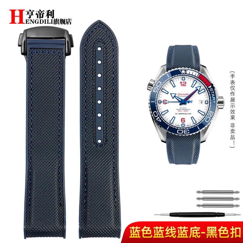 Bracelet à extrémité incurvée pour hommes, 8 couleurs, pour Omega Seamaster 300 Ocean Speedmaster 8900 Planet Ocean, 20m 22mm, tissu en Nylon et caoutchouc