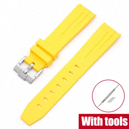 Curved End Rubber Strap for MoonSwatch, 20mm, for Men and Women, Waterproof Sport Watch Band