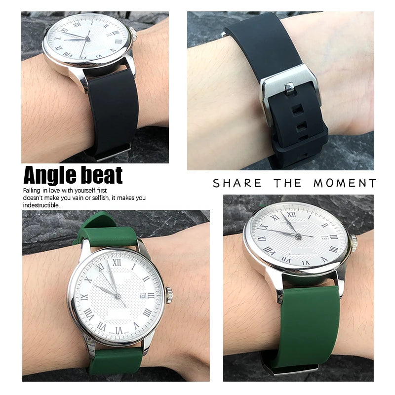 Cinturino per orologio in gomma siliconica impermeabile, 18mm, 20mm, 21mm, a sgancio rapido, fibbia deployante, ricambio per orologio Omega Rolex Huawei