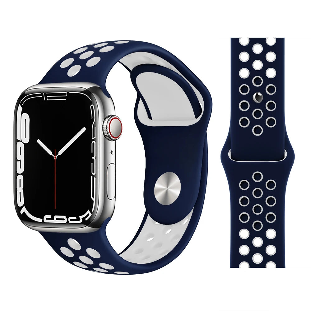 Bracelet en Silicone pour bracelets de montre Apple 46mm 44mm 45mm 40mm 41mm 42mm, Bracelet de Sport Correa iWatch série 11 10 9 SE 8 7 6 5
