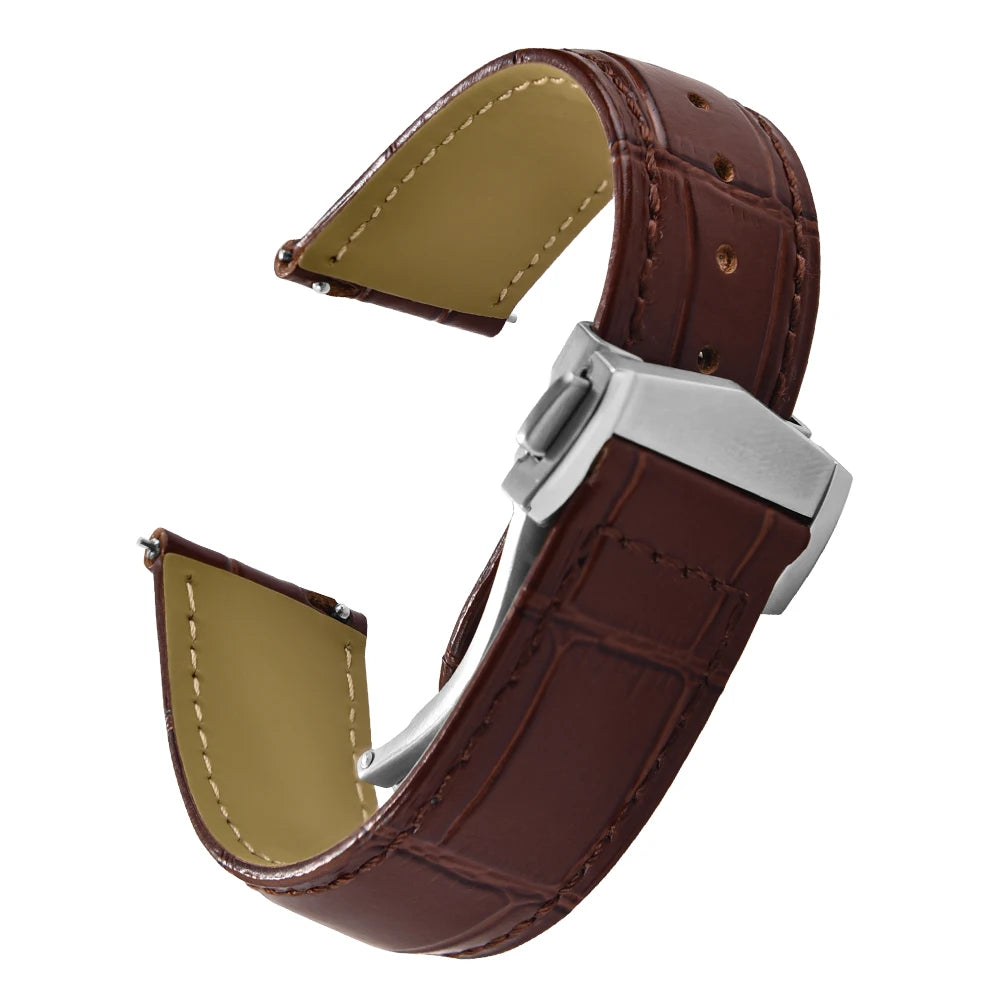 Bracelet en cuir d'origine pour montre Omega Speed Seamaster, 19mm, 20mm, 21mm, 22mm, fermoir déployant, bracelet en cuir à dégagement rapide en bambou pour hommes