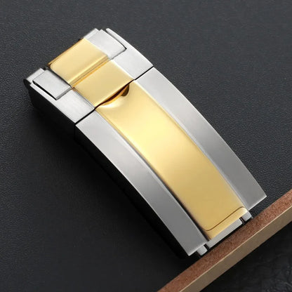 For Rolex Submariner Oysterflex Daytona GMT 9mm 16mm Stainless Steel Double Security Folding Watch Buckle Clasps Solid Watch Button