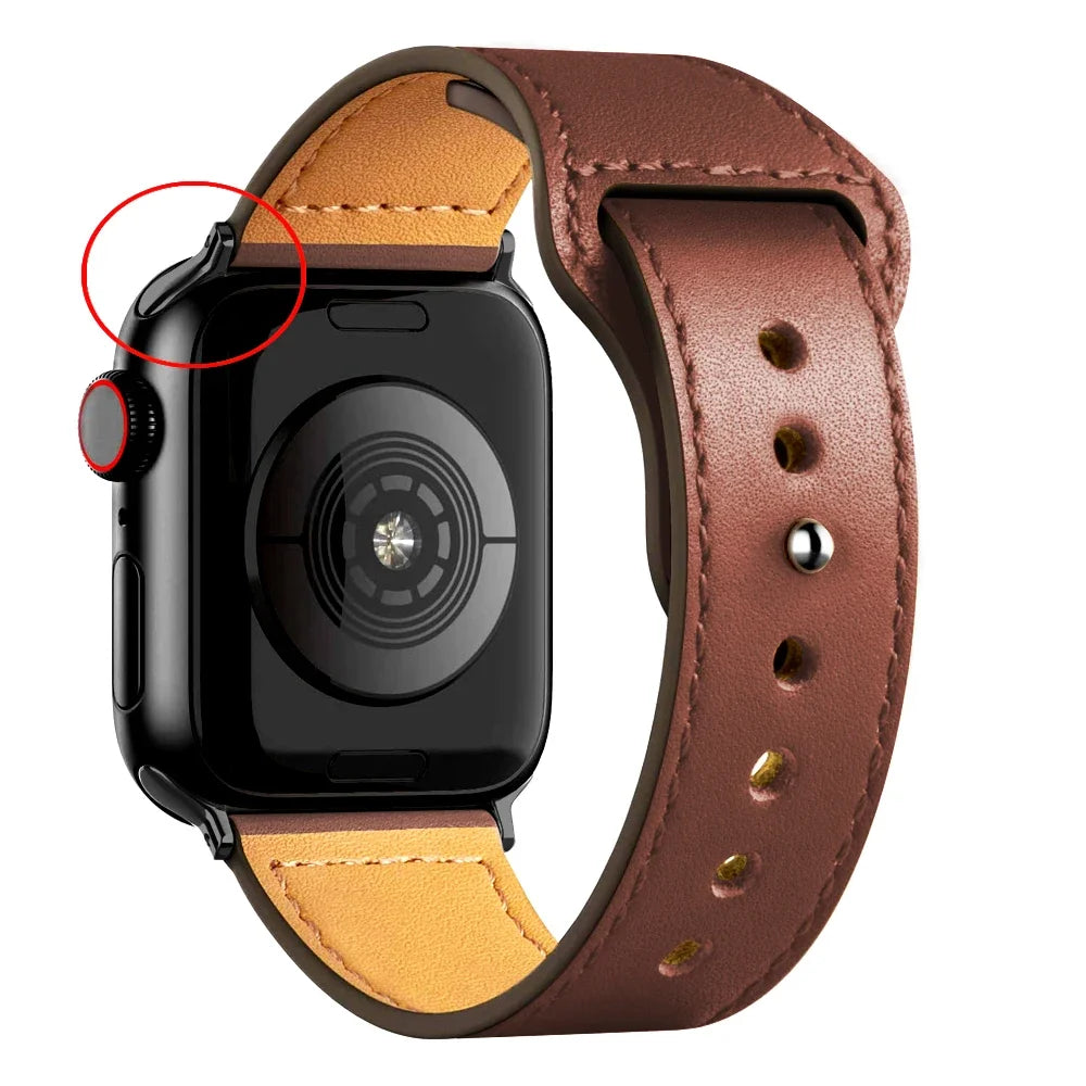 Cinturino in pelle per Apple Watch, Ultra 3, 49mm, 46mm/42mm, 41mm/45mm, 44mm, 40mm, iWatch serie 11 10 9 8 7 4 5 6 se