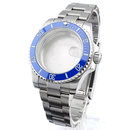 Cassa per orologio secondario in argento di alta qualità, 40,5 mm, adatta per NH-35/36, vetro zaffiro, cassa in metallo, parti e accessori resistenti all'acqua fino a 50 bar