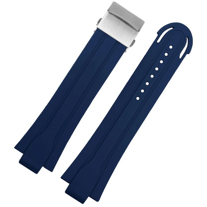 Rubber and silicone watch strap for diving sports, watch band, raised mouth, stainless steel, has a clasp, ORIS 7730 and 7740 series, 24x12mm