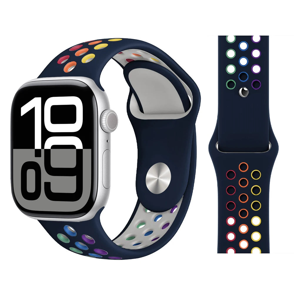 Bracelet en Silicone pour bracelets de montre Apple 46mm 44mm 45mm 40mm 41mm 42mm, Bracelet de Sport Correa iWatch série 11 10 9 SE 8 7 6 5