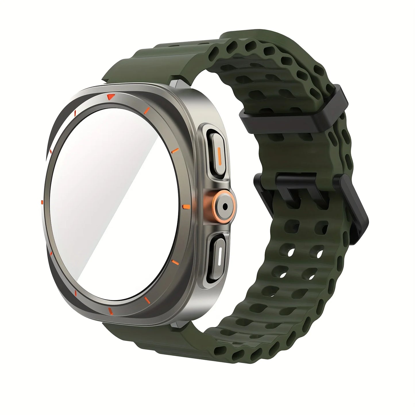 Ensemble d'accessoires pour Samsung Galaxy Watch 7/6 (40mm/44mm), 2 pièces, étui de protection ultra-résistant, bracelet respirant en verre trempé HD