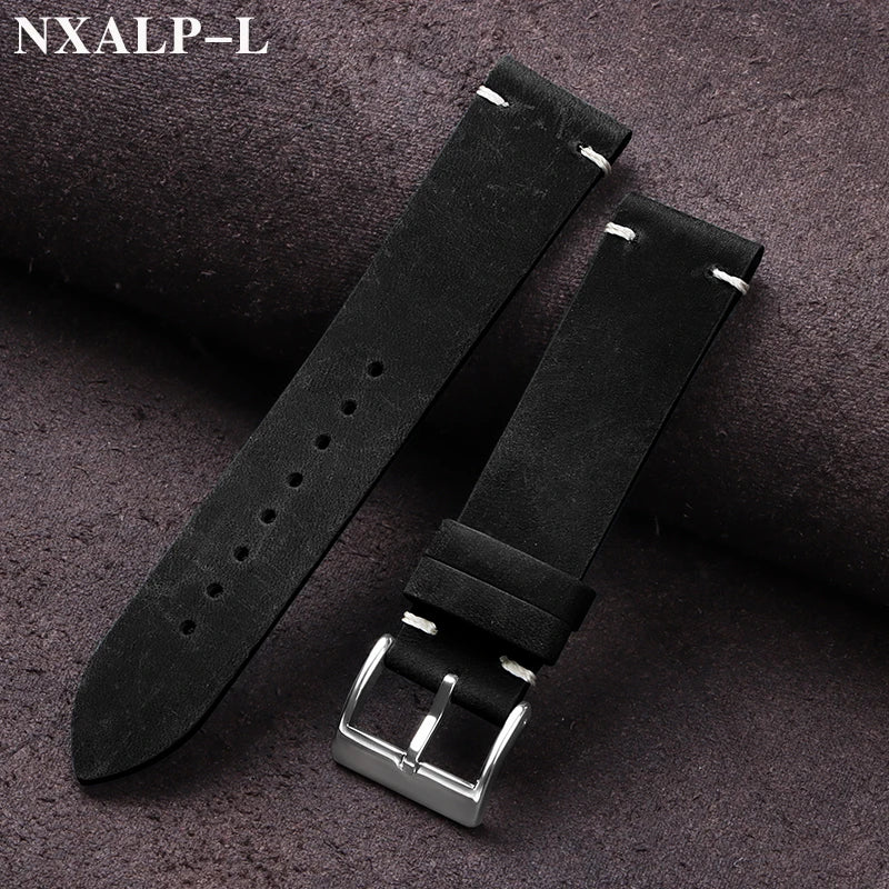 Bracelet de montre en cuir de cire d'huile Vintage 18mm 20mm 21mm 22mm bracelet en peau de vache cousu à la main pour Omega pour bracelet de montre intelligente Seiko