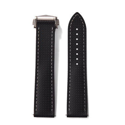 FKM Rubber Watch Strap, New Design, Quick Release, 20mm 22mm, Butterfly Buckle, Waterproof, Perfect Fit, Flat End, Universal Bands