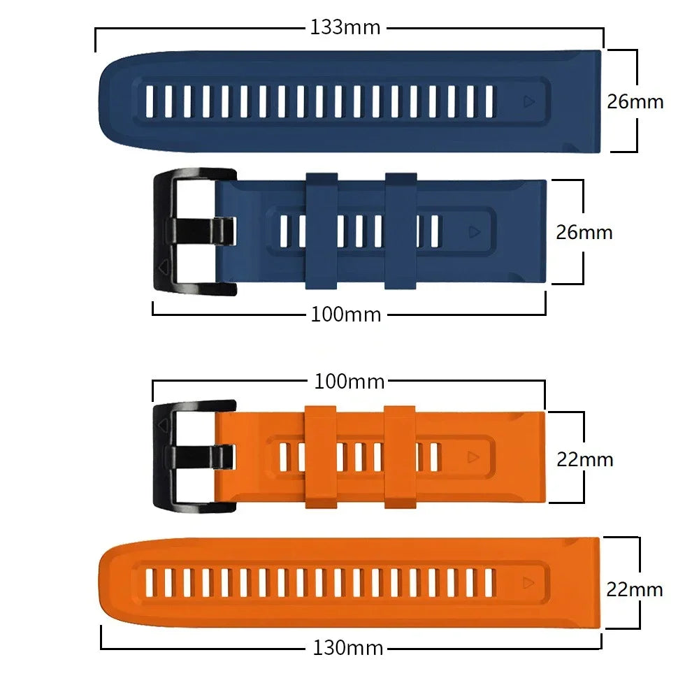 Quick-fit Silicone Strap, 26mm 22mm 20mm, for Garmin Tactix 8/Fenix 8 51mm 47mm 43mm, Durable Garmin Enduro3/Fenix 7S E 7X Strap