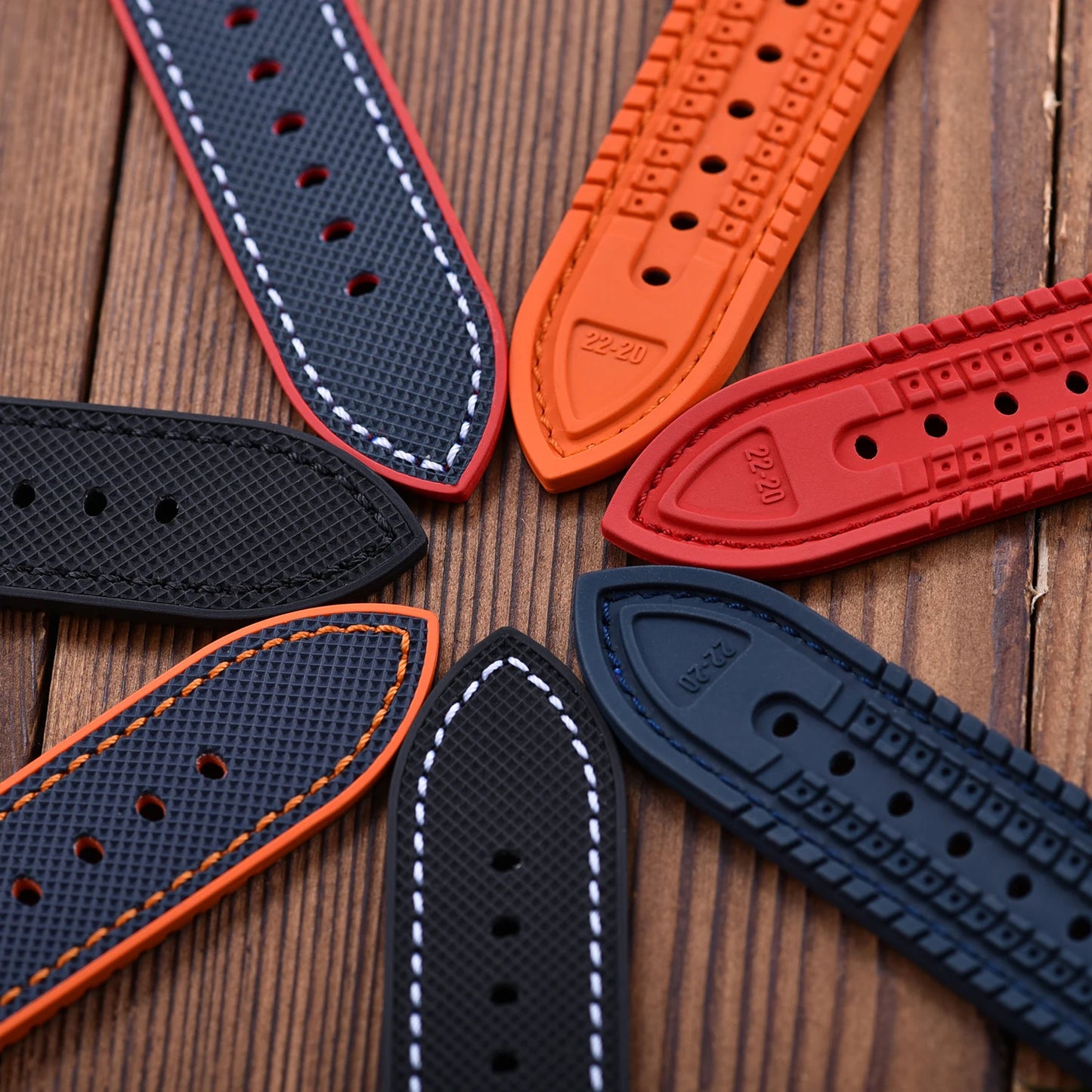 Bracelets de montre FKM en cuir hybride de qualité supérieure, 20mm 22mm, en caoutchouc fluoré FPM, étanche, unisexe pour chaque marque de montres de plongée