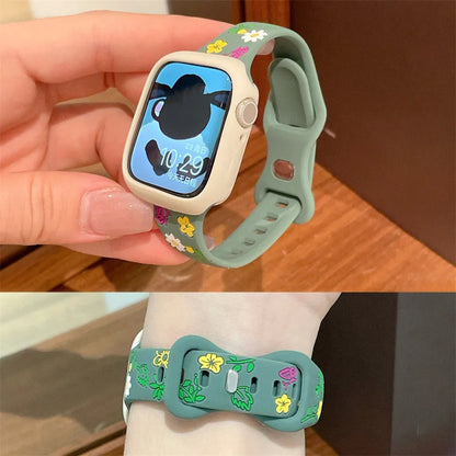 Cute Flower Silicone Strap Case for Apple Watch Ultra 49mm S10 S11 42mm 46mm 38 40 41 44 45 mm for iwatch SE 2 3 4 5 6 7 8 9